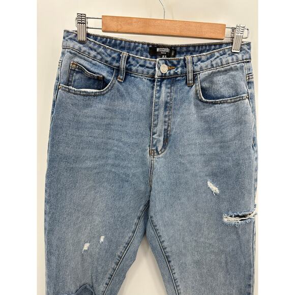 Missguided Light Wash Blue Denim Distressed Straight Jeans Women's Size 6 Petite - Picture 4 of 9